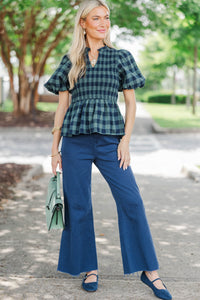 Pick Of The Orchard Emerald Plaid Blouse