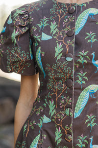 Still Thinking About It Brown Bird Print Dress