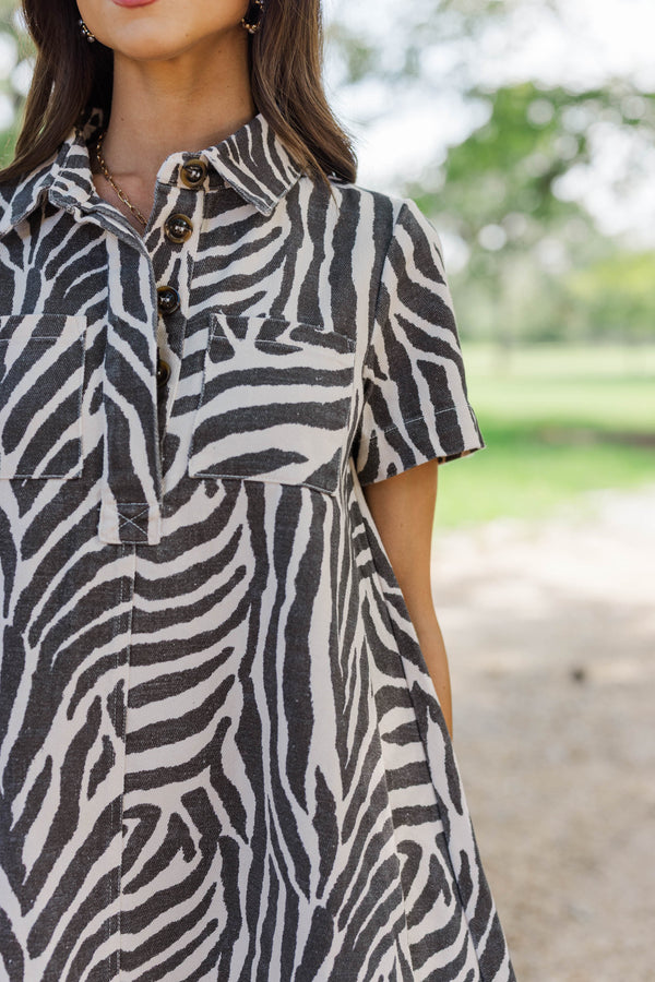 Good Find Cream Zebra Print Dress
