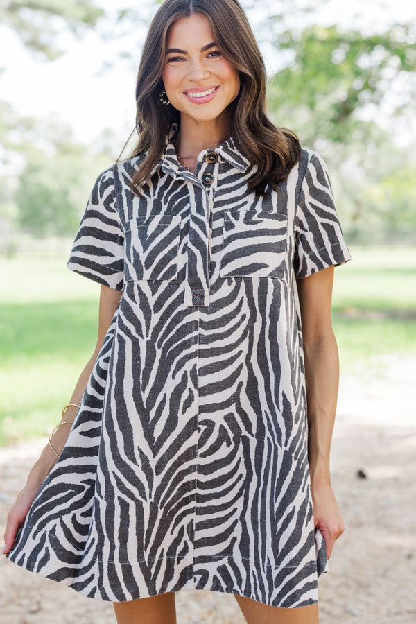 Good Find Cream Zebra Print Dress