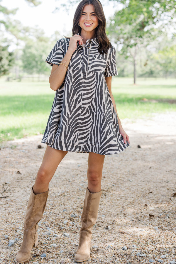 Good Find Cream Zebra Print Dress