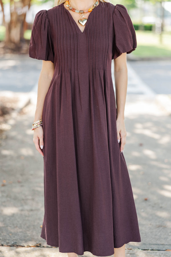 Easy On Repeat Brown Pintuck Dress