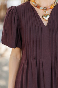 Easy On Repeat Brown Pintuck Dress
