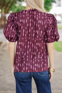 Happy Thought Burgundy Ruffle Blouse