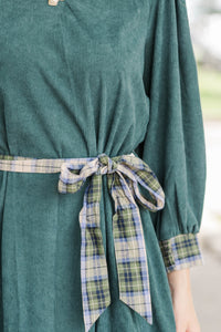 Hometown Heart Green Corduroy Dress