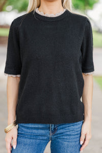 In Your Comfort Zone Black Short Sleeve Sweater