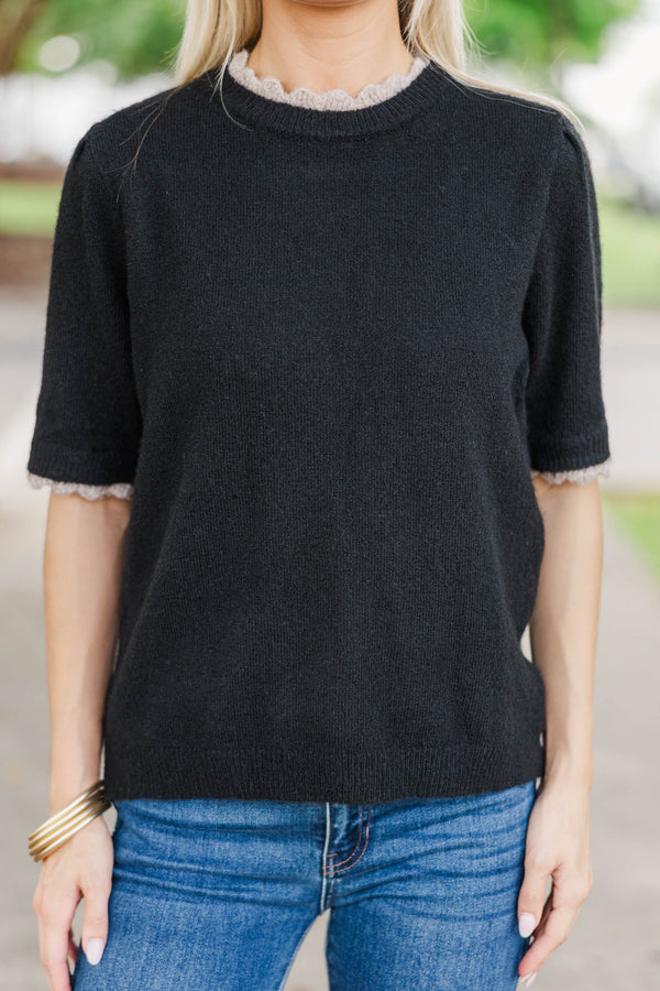 In Your Comfort Zone Black Short Sleeve Sweater