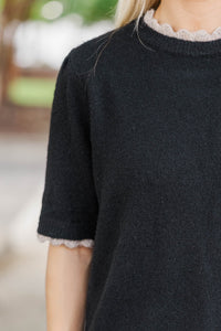 In Your Comfort Zone Black Short Sleeve Sweater