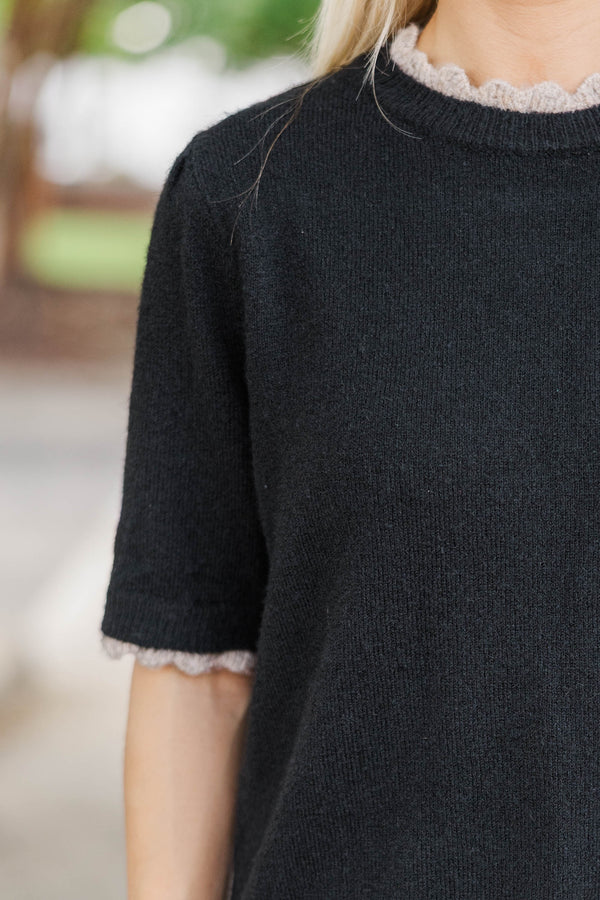 In Your Comfort Zone Black Short Sleeve Sweater