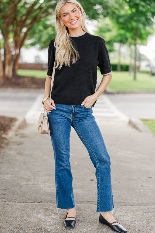 In Your Comfort Zone Black Short Sleeve Sweater