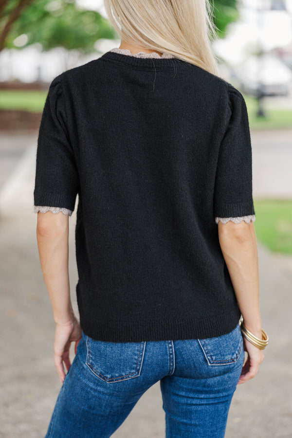 In Your Comfort Zone Black Short Sleeve Sweater