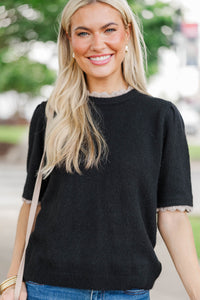 In Your Comfort Zone Black Short Sleeve Sweater