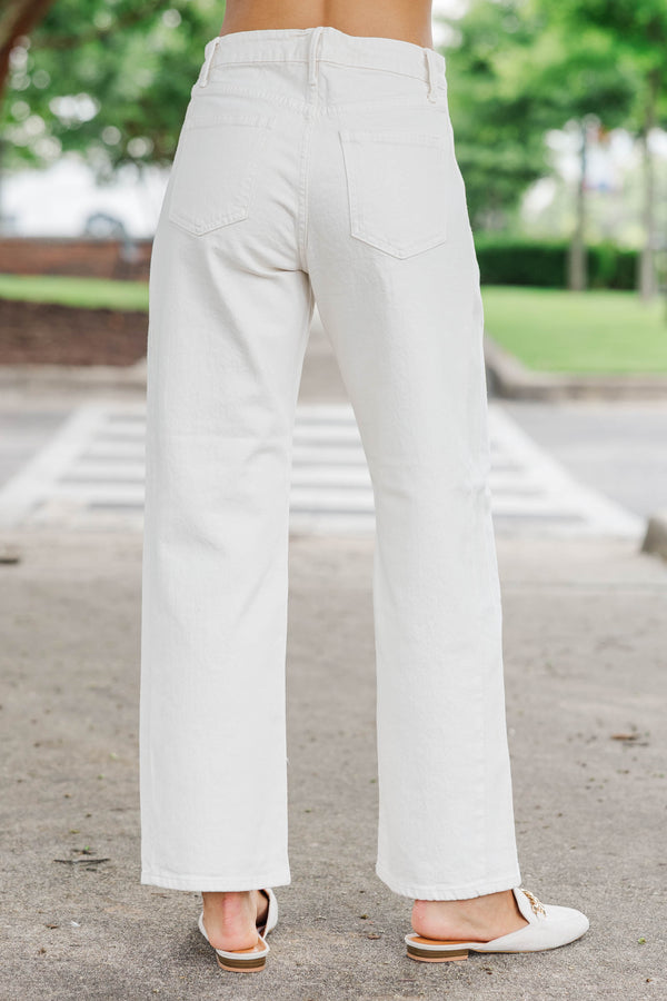 Just Black Denim: Home Stretch Cream Barrel Jeans