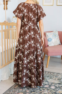 NURSING COLLECTION: Falling In Love Burgundy Embroidered Maxi Dress
