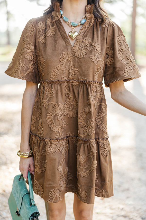 Feeling Your Best Brown Suede Dress