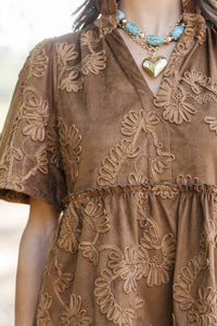 Feeling Your Best Brown Suede Dress