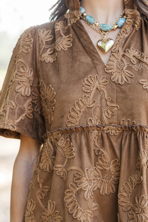 Feeling Your Best Brown Suede Dress