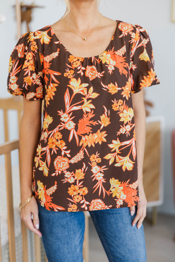 NURSING COLLECTION: Always Worth Waiting Orange Floral Blouse