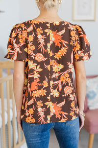 NURSING COLLECTION: Always Worth Waiting Orange Floral Blouse