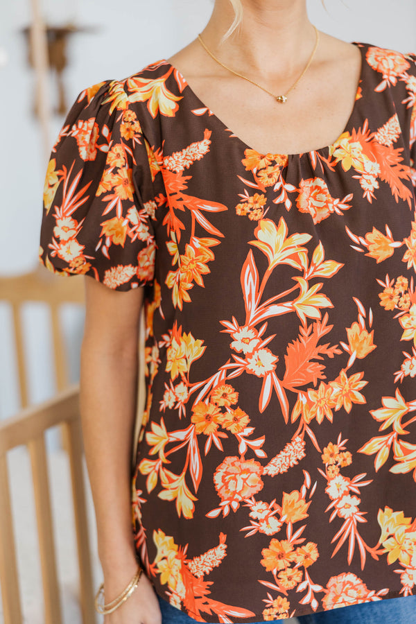 NURSING COLLECTION: Always Worth Waiting Orange Floral Blouse