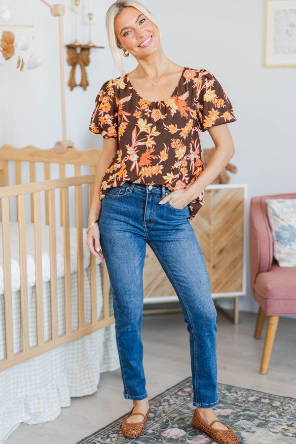 NURSING COLLECTION: Always Worth Waiting Orange Floral Blouse