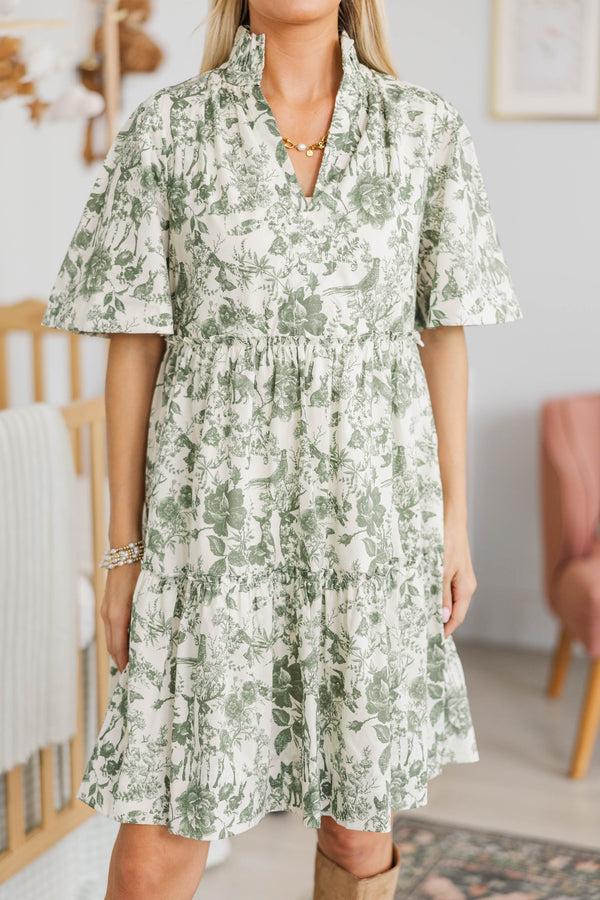NURSING COLLECTION: Feeling Your Best Olive Toile Dress