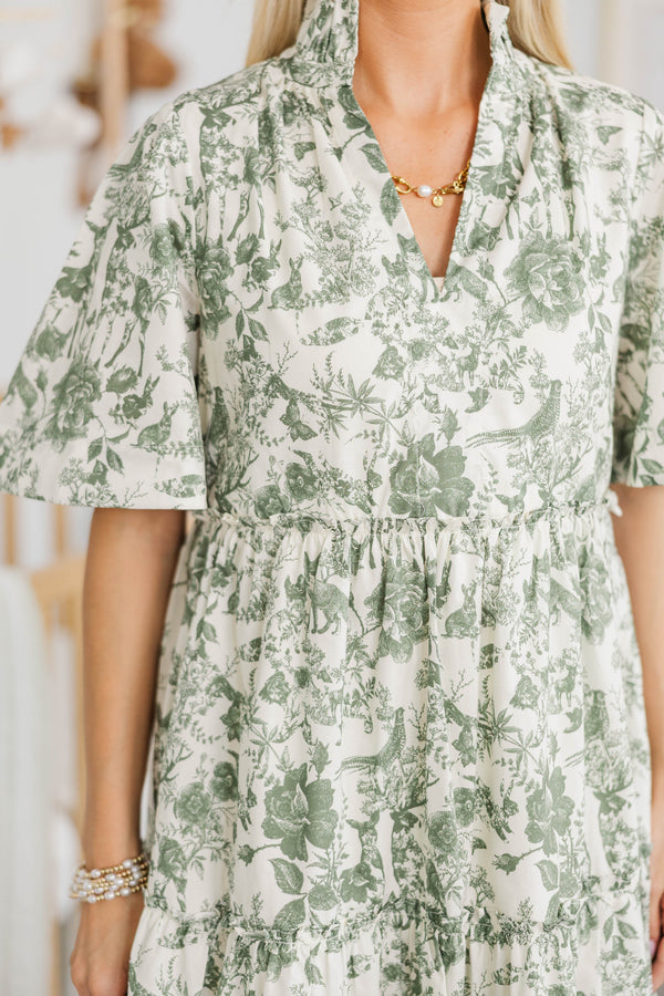 NURSING COLLECTION: Feeling Your Best Olive Toile Dress