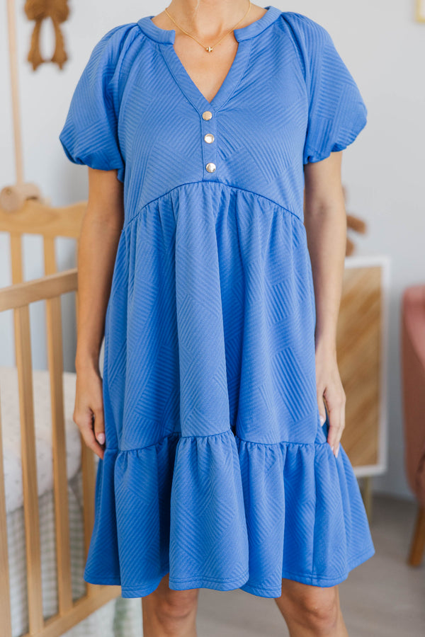 NURSING COLLECTION: The Traveler Blue Textured Dress