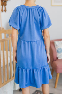 NURSING COLLECTION: The Traveler Blue Textured Dress