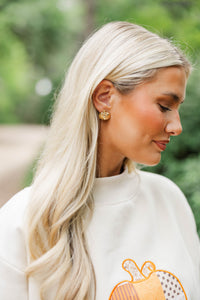Pumpkin Kisses Gold Earrings