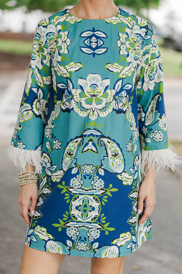 Off-Duty Club Blue Floral Shift Dress