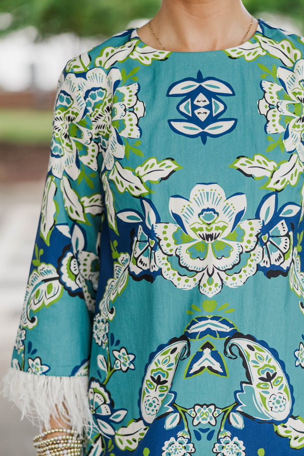Off-Duty Club Blue Floral Shift Dress