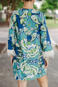 Off-Duty Club Blue Floral Shift Dress