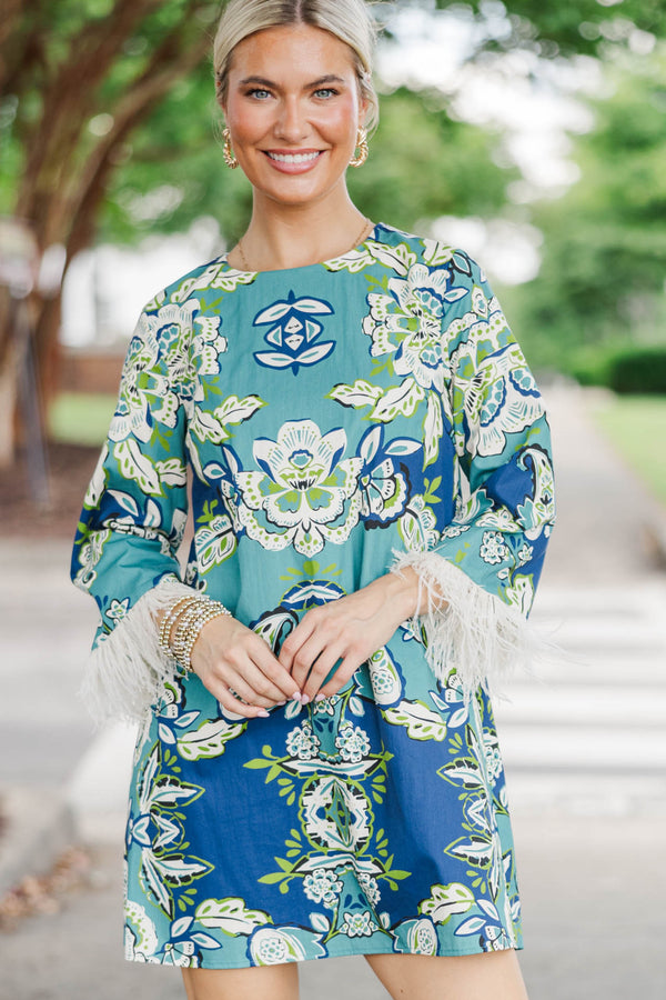Off-Duty Club Blue Floral Shift Dress