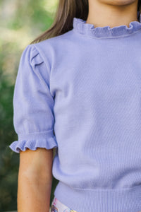 Girls: Style Starter Purple Ruffle Sweater