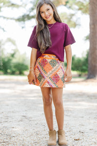 Girls: To The Countryside Orange Patchwork Skort