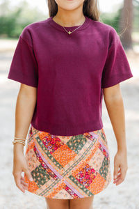 Girls: Classic Layer Plum Mock Neck Sweater