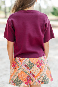 Girls: Classic Layer Plum Mock Neck Sweater