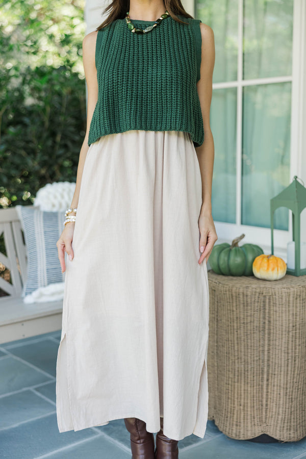Cozy Comes Easy Green Midi Dress