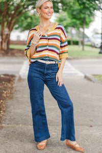 October Mood Mustard Striped Cardigan