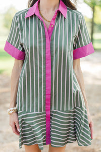 Kind Spirit Olive Striped Dress
