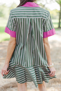 Kind Spirit Olive Striped Dress