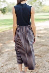 Fresh Air Navy Striped Midi Dress