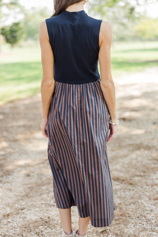 Fresh Air Navy Striped Midi Dress