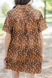 Worth A Second Look Camel Spotted Dress
