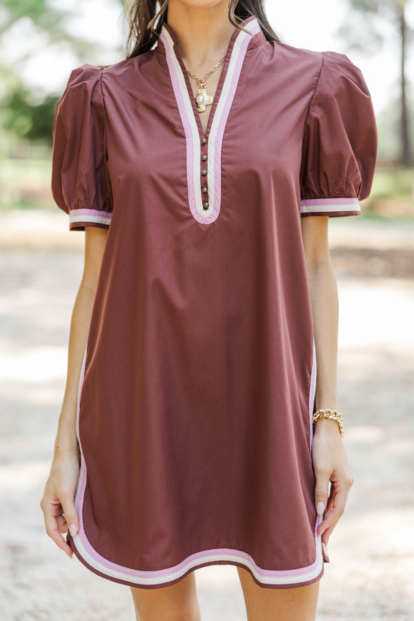 Perfect Balance Brown Stripe Detail Dress