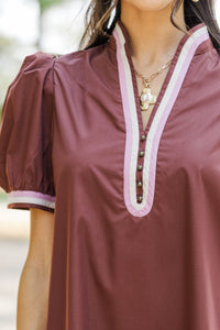 Perfect Balance Brown Stripe Detail Dress