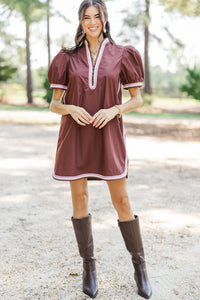 Perfect Balance Brown Stripe Detail Dress