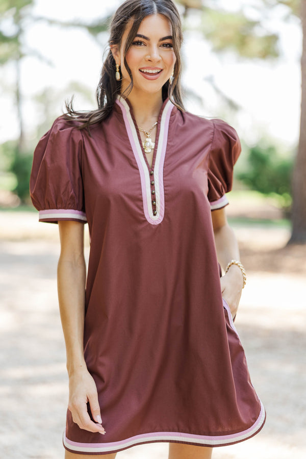 Perfect Balance Brown Stripe Detail Dress