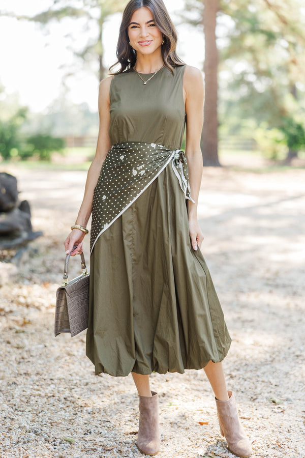 A Beautiful Place Olive Midi Dress